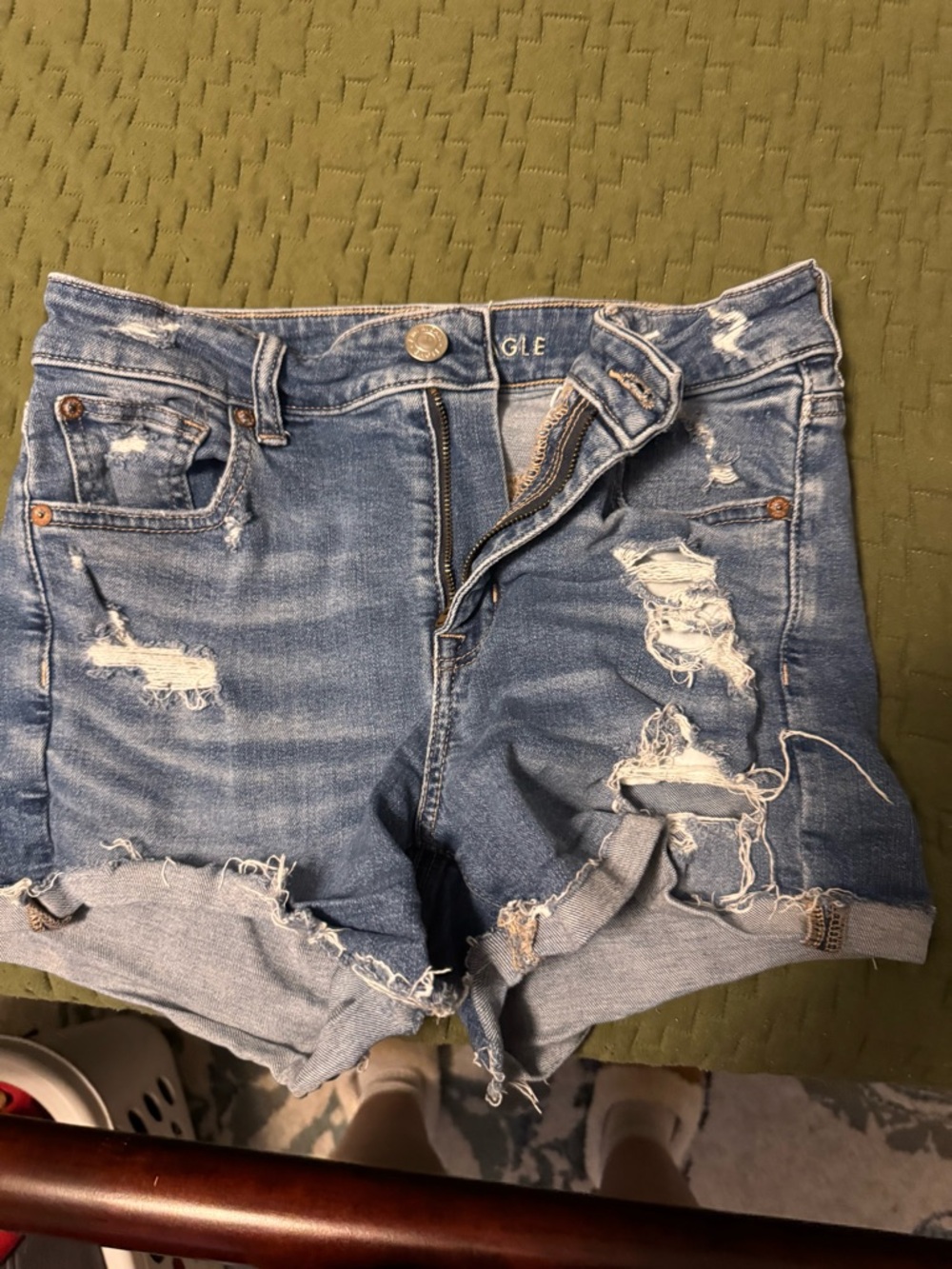 Distressed Blue Denim Women's Shorts
